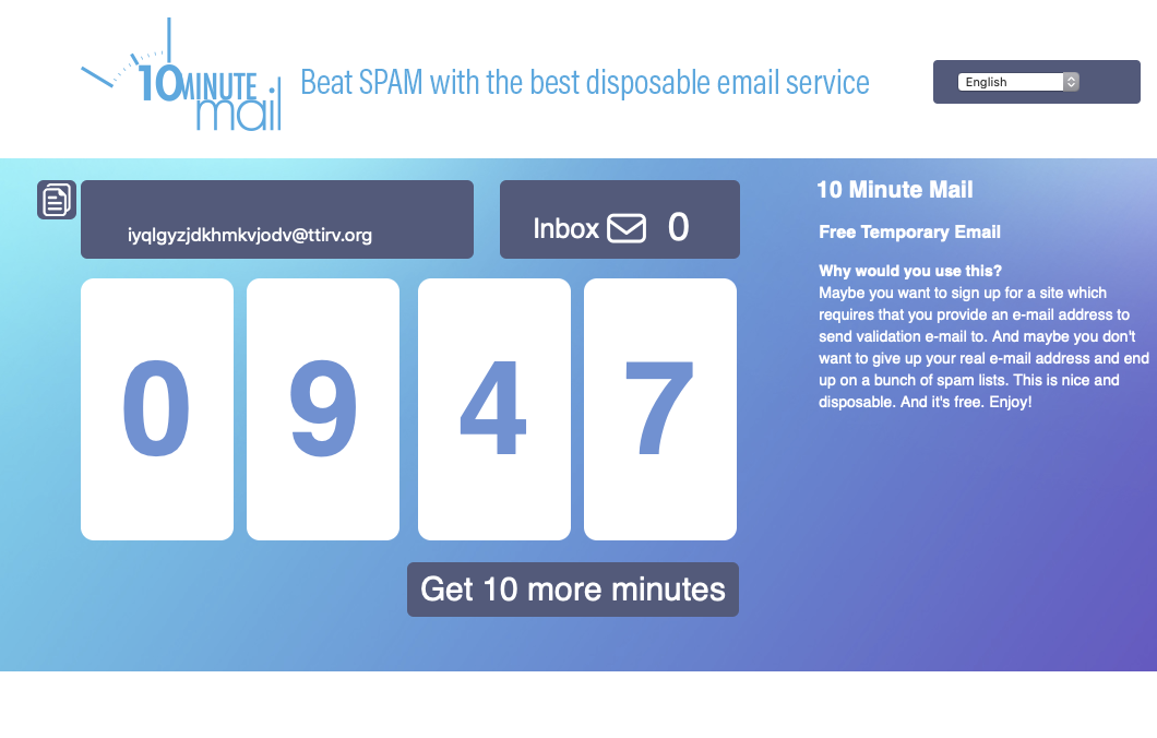 New 10MinuteMail in Beta – Temporary Email